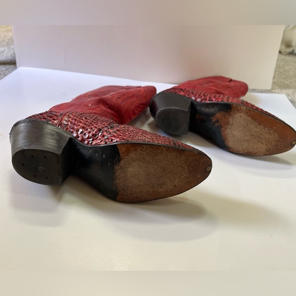 Vintage Olathe Handmade Boots Size 5 B GORGEOUS Red Snakeskin - Picture 5 of 16